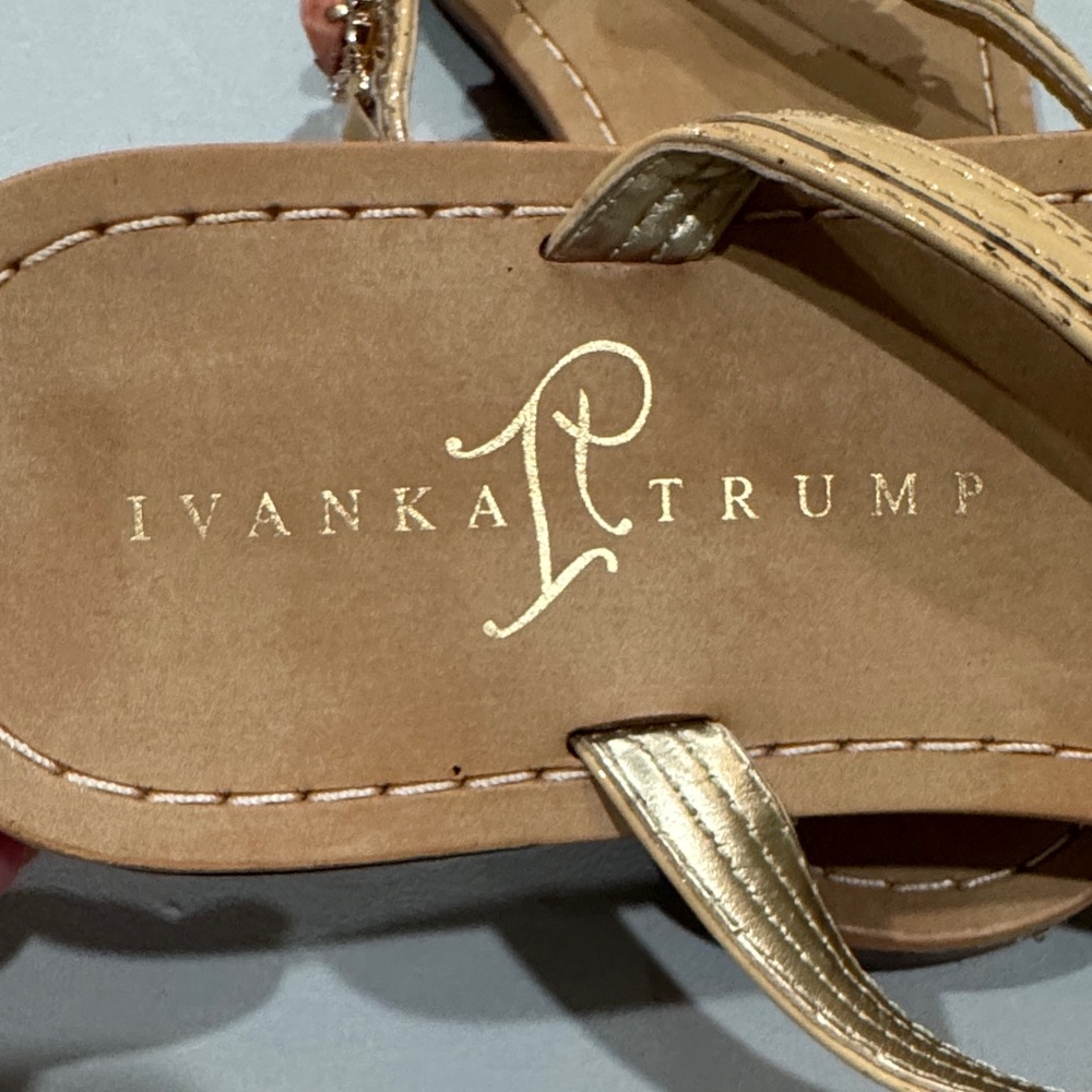 Gold and Coral Embellished Sandals - Picture 3 of 5
